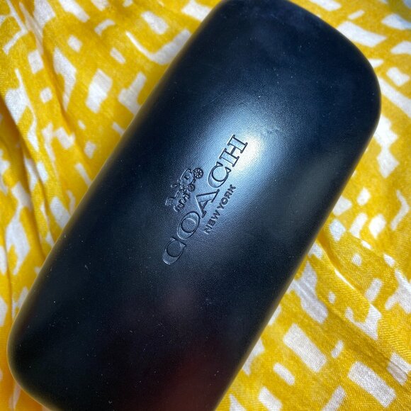 COACH Blk Faux Leather Eyeglass Case, Hinged, Pre-Own, w/unused Coach Lens Cloth - Picture 1 of 8